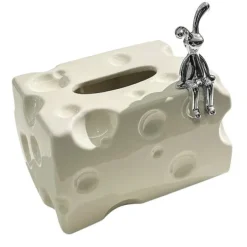 Tissue Box Cover Keramik Rektangulær Stilfuld Elegant Dekorativ Serviet Box Holder til skrivebord Sofabord Mælkehvid Best