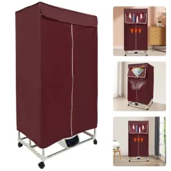 Tøjtørrer - Bærbar Mini Elektrisk - Vandtæt - Høj Bæreevne - Kompakt Til Lejlighed - Polycarbonat (PC) - Vinrød Sale