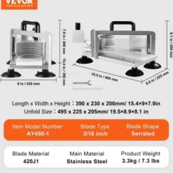 Tomatskærer, rustfrit stål, 3/16 tomme, manuel, kraftig, skridsikre fødder Online