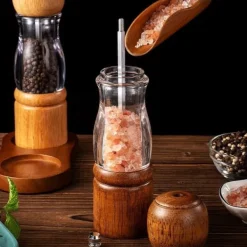 8-tommers Retro Træ Peberkværn med Justerbar Grovhed - Manuel Kværn til Krydderier