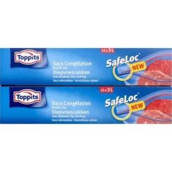 Toppits Safeloc Zip fryseposer 3L 15 stk. New