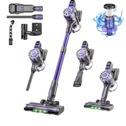 Trådløs Håndholdt Støvsuger, 38KPa Sugeevne, 2200mAh Batteri,Lilla, EU Clearance