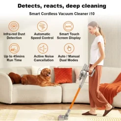 Trådløs Håndholdt Støvsuger, 27KPa Sugestyrke, Berørings Skærm Kontrol, Letvægts Design,Grå Hot