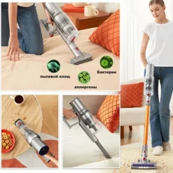 Trådløs Håndholdt Støvsuger, 27KPa Sugestyrke, Berørings Skærm Kontrol, Letvægts Design,Grå Hot