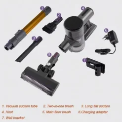 Trådløs Håndholdt Støvsuger, 250W Motor, 26kPa Sugekraft,guld Clearance