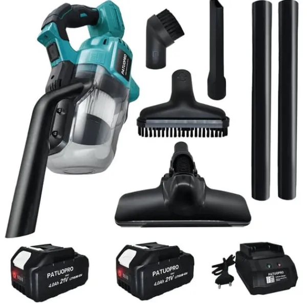 Håndstøvsugere>Trådløs Støvsuger, Genopladelig, Multifunktionelt Design,2PCS 4.0Ah Batteri, EU