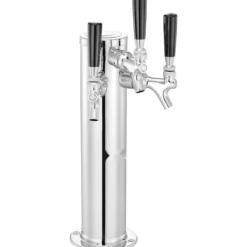Triple Taps Fadølstårndispenser, rustfrit stål, Kegerator Tower Kit med slanger og selvlukkende vandhane, perfekt til fest