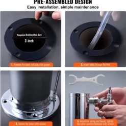 Triple Taps Fadølstårndispenser, rustfrit stål, Kegerator Tower Kit med slanger og selvlukkende vandhane, perfekt til fest