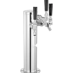 Triple Taps Fadølstårndispenser, rustfrit stål, Kegerator Tower Kit med slanger og selvlukkende vandhane, perfekt til fest