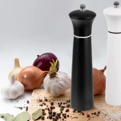 Krydderikværne>Trækværn til at male krydderier, peber, salt, sort 21,5 cm