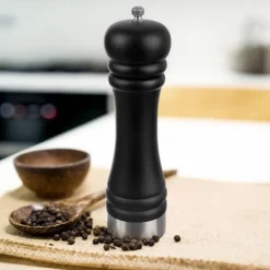 Trækværn til at male krydderier, peber, salt, sort 21,5 cm