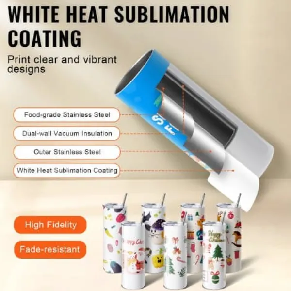 Damppresser>Tumbler varmeoverførselsmaskine sæt, 36,5x28x19,7 cm, rustfrit stål