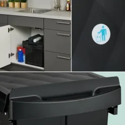 Udtrækkelig affaldsspand, 41,3x34x51,8 cm, Sort Sale