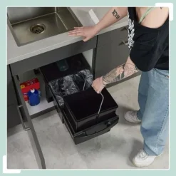 Udtrækkelig affaldsspand, 41,3x34x51,8 cm, Sort Sale