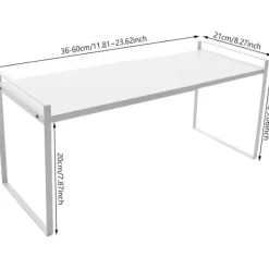 Udvidelig køkkenhylde, teleskopisk skabsindsats, til køkkenskabe og bordplader, hvid Outlet