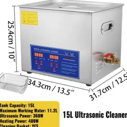 Ultralydsrenser>Ultralydsrenser, Digital Kontrolpanel, SUS304 Materiale,15L