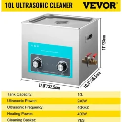 Ultralydsrenser>Ultralydsrenser, Justerbar Opvarmning, Tank af 304 Rustfrit Stål, 10 L