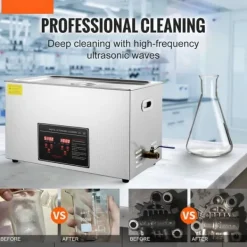 Ultralydsrensere med digital timer og varme, professionel smykkerenser i rustfrit stål til briller, øreringe og små dele (30L). Online