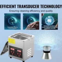 Ultrasonic Cleaner med digital timer og varme, professionel rengøringsmaskine til smykker, briller og små dele (2L) i rustfrit stål. Outlet
