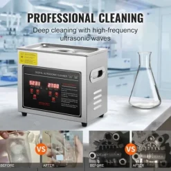 Ultrasonisk rengører med digital timer og varme, professionel til smykker, briller, små dele og printplader (3L). Best