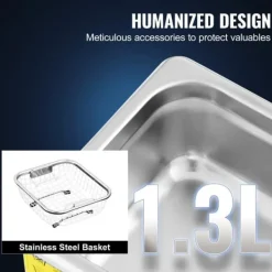 Ultrasonisk rengøringsmaskine 1,3 l - Professionel ultralydsrenser med digital skærm og præcis aflæsning. New