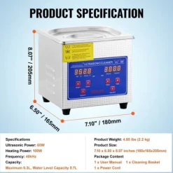 Ultrasonisk rengøringsmaskine 1,3 l - Professionel ultralydsrenser med digital skærm og præcis aflæsning. New