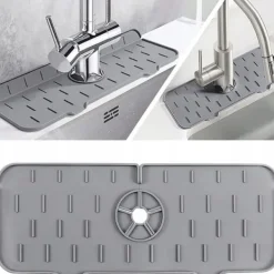 Måtter & Gitter Til Køkkenvaske>Universal silikone afløbsmåtte til vask 36,5 x 14 cm BRUNBESTE BB-3247 grå