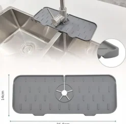 Måtter & Gitter Til Køkkenvaske>Universal silikone afløbsmåtte til vask 36,5 x 14 cm BRUNBESTE BB-3247 grå