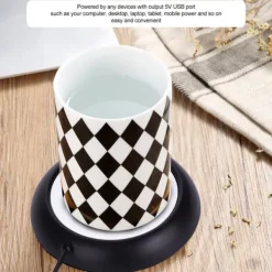 USB-kopvarmer med træstruktur - Hold din drik varm Outlet