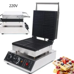 Vaffeljern - Professionelt - 4 forme - Firkantet - Slip-let - 1750 W - 220 V - Trykstøbt aluminium - Sølv Sale