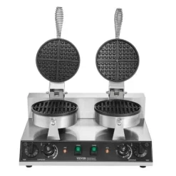 Vaffeljern, Dobbelt-hoved Rund Belgisk, 50x47x26 cm, Sølv, Rustfrit Stål Outlet