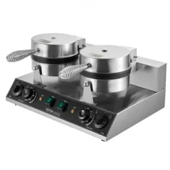 Vaffeljern, Dobbelt-hoved Rund Belgisk, 50x47x26 cm, Sølv, Rustfrit Stål Outlet