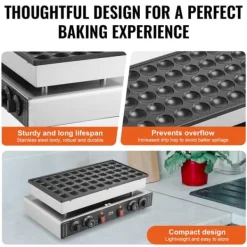 Vaffeljern, 50Pcs kapacitet, 1700W effekt, dual temperaturkontrol, non-stick belægning, CE certificeret Hot