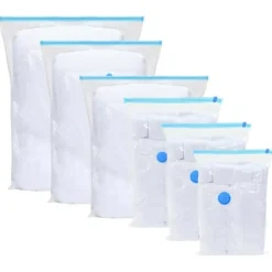 Vakuumopbevaringsposer til tekstiler - 20 stk | Størrelse: 100x80 cm | Farve: Gennemsigtig & Blå Discount