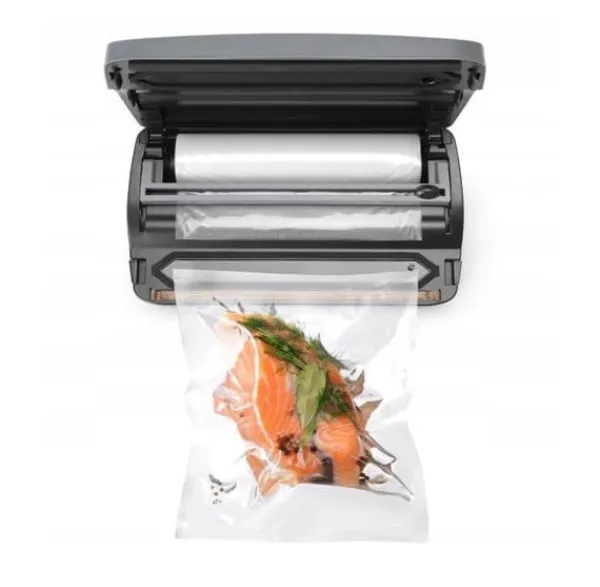 Vakuumpakkere>Vakuumpakker med Rullefod HENDI 6,5 l/min, 385x205x95 mm + Prikkede Poser 25x35 cm 100 stk