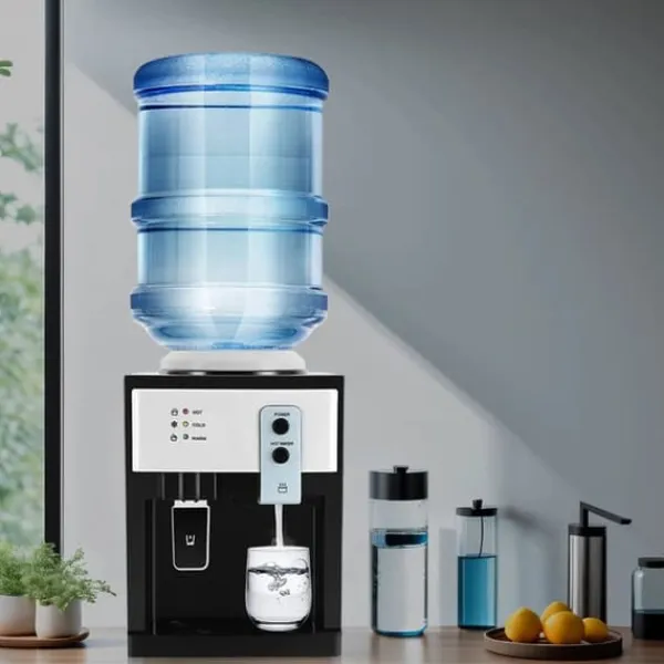 Vandkølere>Vanddispenser & vandkøler - HS-09 Bordmodel - Varm & kold - 550W opvarmning - 75W køling - Aftageligt design - PP & 304 rustfrit stål - Hvid