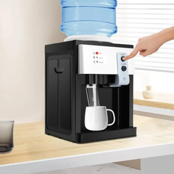 Vandkølere>Vanddispenser & vandkøler - HS-09 Bordmodel - Varm & kold - 550W opvarmning - 75W køling - Aftageligt design - PP & 304 rustfrit stål - Hvid