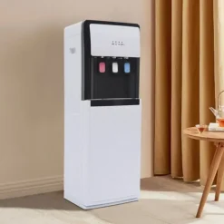 Vanddispenser og Køler - Gulvstående - Bundbetjent - Varm & Kold - Spænding 220V - EU-stik - Opvarmning 500W, Køling 75W - Hvid Outlet