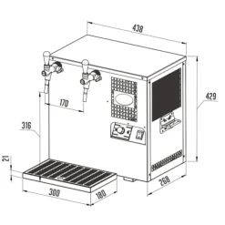 Vanddispenser, sodavandsautomat - AS-45, 2 linier Discount