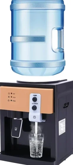 Vandkølere>Vanddispenser, varmt og koldt funktion, nem betjening med én knap,sort