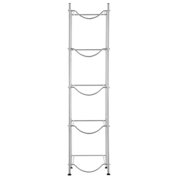 Vandkandeholder 5-etagers, enkeltrækkende vandflaskestativ til 5 flasker, sølvfinish, pladsbesparende design Hot