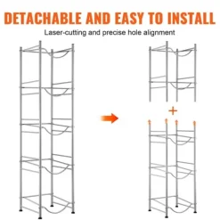 Vandkandeholder 5-etagers, enkeltrækkende vandflaskestativ til 5 flasker, sølvfinish, pladsbesparende design Hot