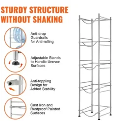 Vandkandeholder 5-etagers, enkeltrækkende vandflaskestativ til 5 flasker, sølvfinish, pladsbesparende design Hot