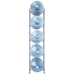 Vandkandeholder 5-etagers, enkeltrækkende vandflaskestativ til 5 flasker, sølvfinish, pladsbesparende design Hot