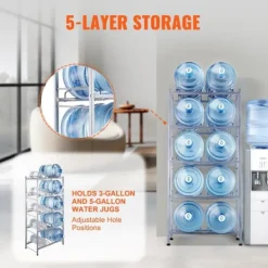 Vandkandeholder 5-lags, Dobbeltrækket, 10 flasker, Sølvgrå, effektiv opbevaring, robust design New