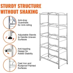 Vandkandeholder 5-lags, Dobbeltrækket, 10 flasker, Sølvgrå, effektiv opbevaring, robust design New