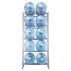 Vandkandeholder 5-lags, Dobbeltrækket, 10 flasker, Sølvgrå, effektiv opbevaring, robust design New