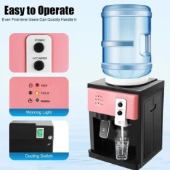 Vandkølere>Vandkøler og dispenser - HS-09 - Varm & kold - Fritstående - Til 4,5 L dunke - EU-stik 220V/50Hz - 500W opvarmning, 75W køling - Brun