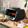 Grill-Ovne & Ovn Med Roterende Stegespyd>Varmluftsfrituregryde med grill, tilbehør og opskriftsbog InnovaGoods Fryinn 12-in-1 6000 Sort Stål 3400 W 6 L