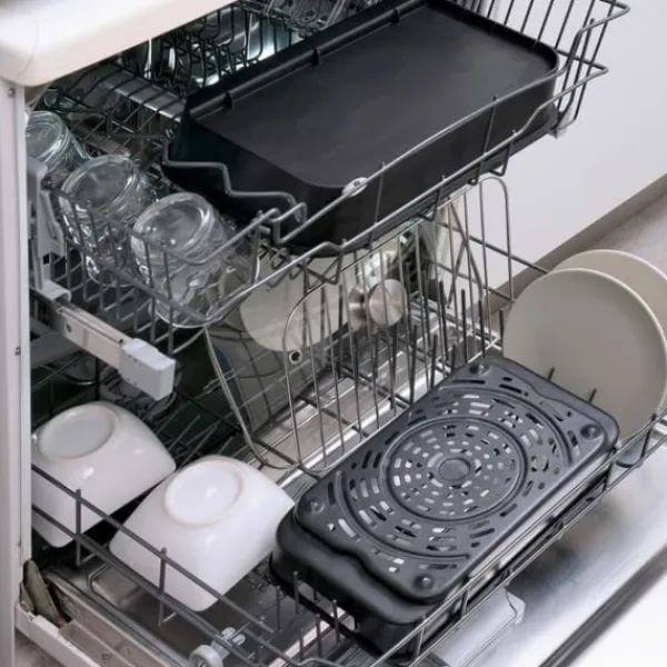 Grill-Ovne & Ovn Med Roterende Stegespyd>Varmluftsfrituregryde med grill, tilbehør og opskriftsbog InnovaGoods Fryinn 12-in-1 6000 Sort Stål 3400 W 6 L